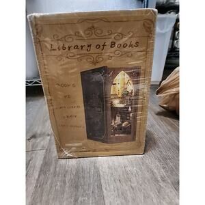 DIY Book Nook End Kit Library of Books Miniature Dollhouse LED Lights SL 06